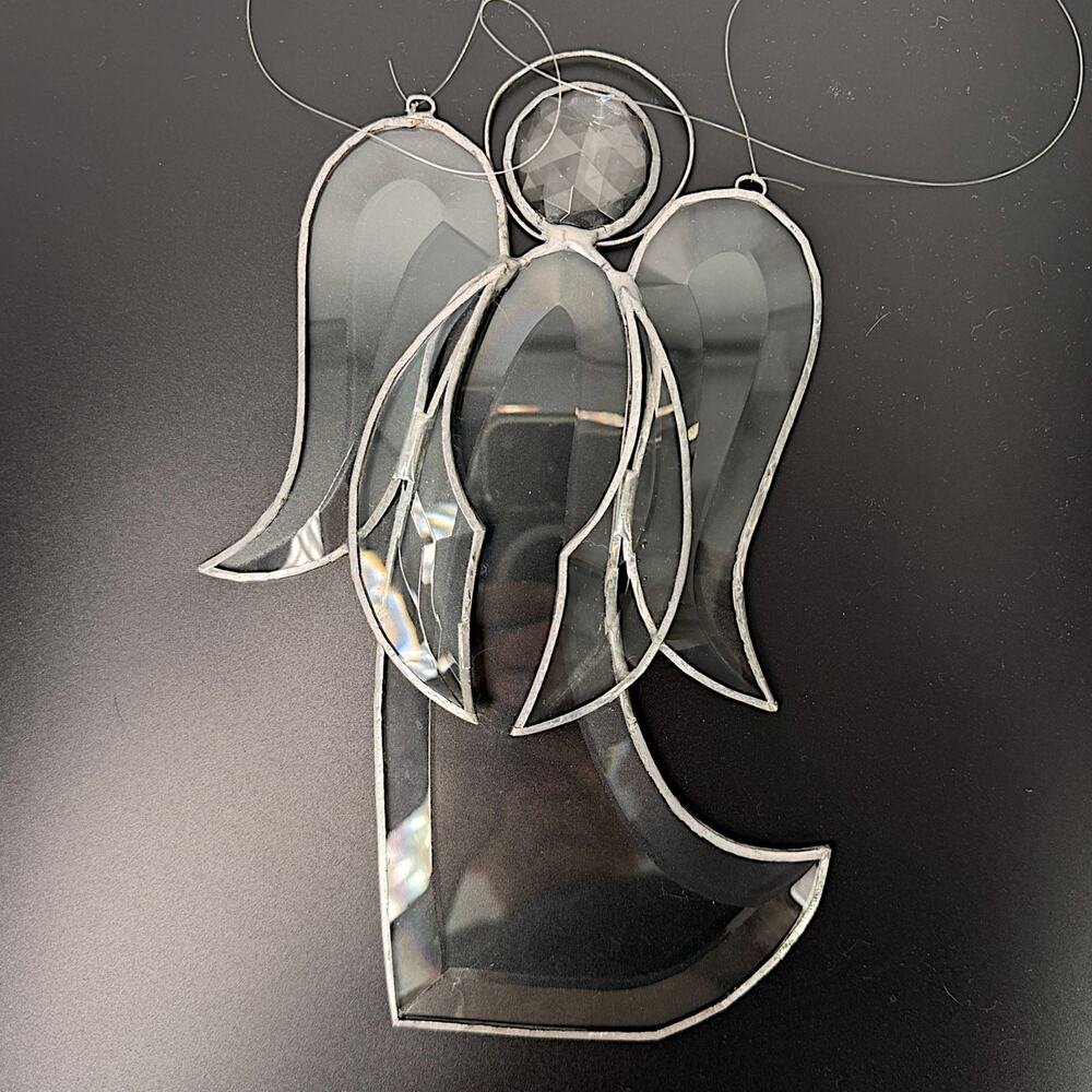 artisan 9" clear beveled glass angel suncatcher holiday Christmas window decor